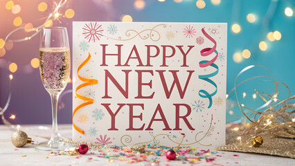 2026 Happy New Year Greeting Card Gold
