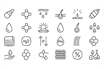 Fototapeta premium Beauty Science Line Icons for Skincare Formulas and Product Labels