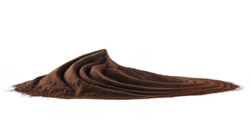 Heap of brown powder pile mound isolated on a transparent background