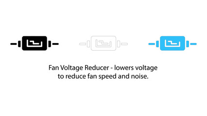 Fototapeta premium Fan voltage reducer icon showing black, outline, and blue versions