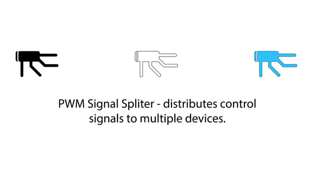 Pwm signal splitter icon shows distribution of control signals to multiple devices