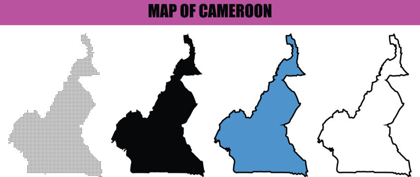 Cameroon Map Silhouette with Modern Line Art and Dotted Pattern, Minimalist Cameroon Outline Vector Illustration for Professional Design.