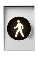 Pedestrian crossing walk signal light. Traffic control sign.
