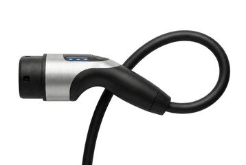Electric vehicle charging plug connector. EV car energy supply.