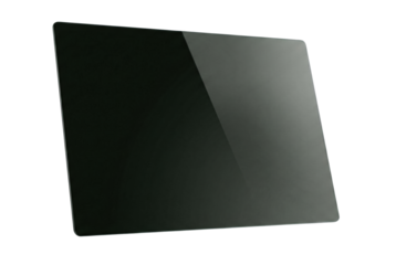 Black tempered glass screen protector panel. Digital display accessory.