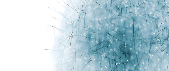 Abstract Digital Technology Background with Teal Geometric Data Network and Bokeh Light Particles