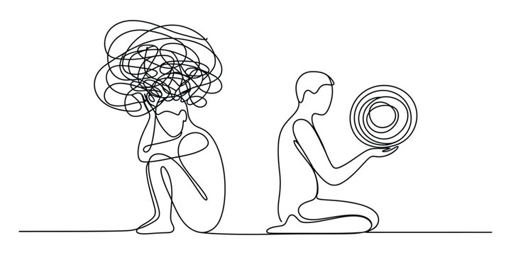 Navigating the mind: illustrating the shift from overwhelm to calm focus and mental clarity