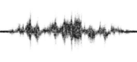 Vector retro grunge sound wave pattern. Audio equalizer halftone design with pulse effect
