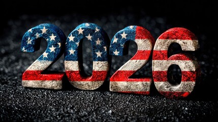 the number "2016" in large red and white font, representing the year 2016. the design features a background pattern that resembles an american flag, suggesting a connection to the united states