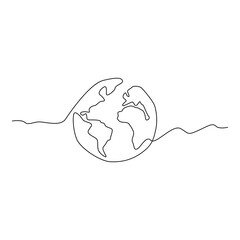 globe continuous line vector