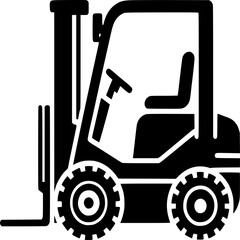 Fototapeta premium Forklift Icon: A sleek, black silhouette of a forklift, a symbol of efficiency and industrial power. Representing the essence of logistics and material handling.