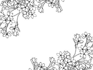 ペンで描いた桜のフレーム