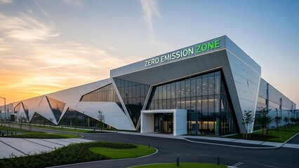 Modern architecture building with unique design.