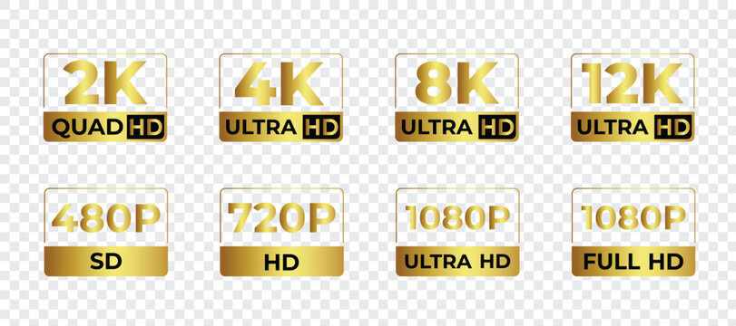 Resolution and definition icons for video quality