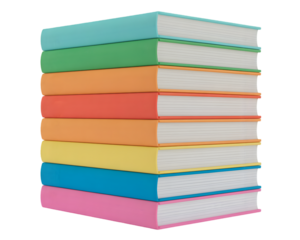 A stack of colorful books on a black background for education and learning