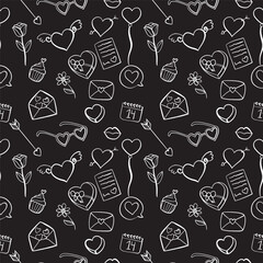 vector seamless pattern with valentine 's day elements