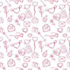 vector seamless pattern with valentine 's day elements
