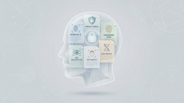 ai biometric security system showing fingerprint face iris and dna verification with privacy protection and digital identity concept - Powered by Adobe