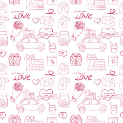 vector seamless pattern with valentine 's day elements