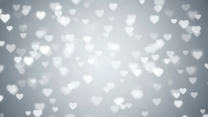 Beautiful white hearts on soft gray background