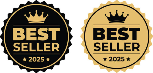 Best seller awards 2025 golden and black badges