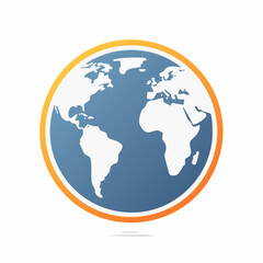 Obraz premium Vector outline globe icon with simplified continents, uniform stroke, and vibrant gradient border, perfect for global technology and digital communication