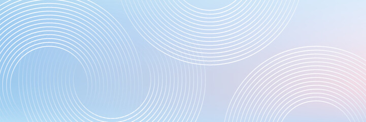 Abstract circle lines on light blue background. Geometric stripe line art design for poster, brochure, cover, website, header, web banner, presentation.