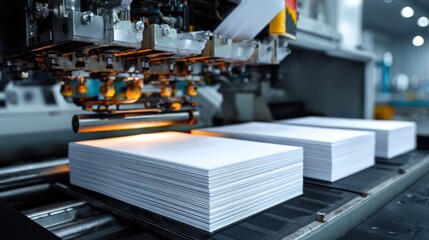 Industrial printing process with machinery in modern print shop,Book Publishers Day