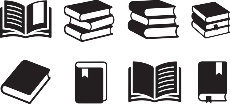 Book Icon Vector Set &ndash; Open Book, Education, Learning, Reading Symbol Illustration