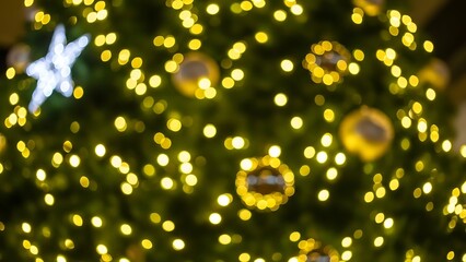 Beautiful christmas tree decorated with lights and ornaments