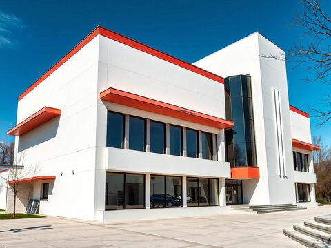 Bauhaus-style building, minimalist and functional architecture representing modern design,  minimalist,  functional