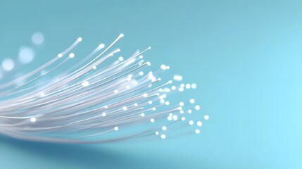 Abstract ro shot of illuminated fiber optics showcasing delicate strands transmitting light signals representing advanced technology and digital networks