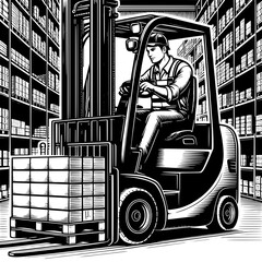 Forklift Operator Stacking Pallets