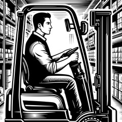 Forklift Operator Stacking Pallets