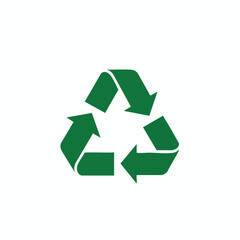 Obraz premium Green recycling symbol with three arrows in a circular motion, set against white