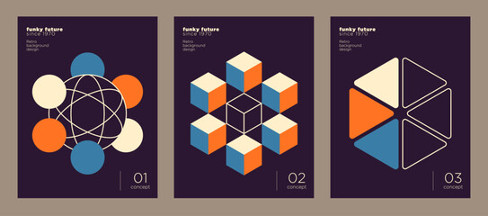 A brochure cover set in a simple geometric style. Vector illustration.