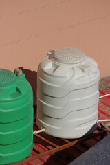 Plastic Water Storage Tanks on Rooftop in India for Household Water Supply
