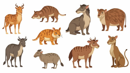 Fototapeta premium Various Endangered Animals Standing Alone.