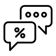 Line style e-commerce icon of discount chat representing customer offers.