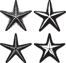 Star fish text icon silhouette vector with white background