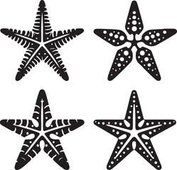 Star fish text icon silhouette vector with white background
