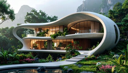 Nature-inspired design in architecture and products using organic shapes and biomimicry for sustainable innovation and green living concepts object