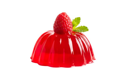 dessert of red gelatin food, isolated on white or transparent background. PNG