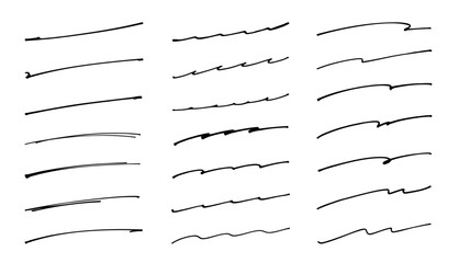 ラフな手描きアンダーラインセット ベクター素材