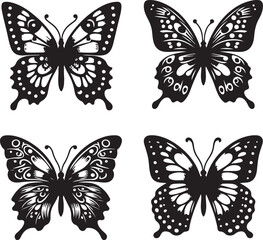Butterflies Icon Silhouette Vector In White Background