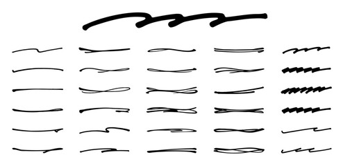 ラフな手描きアンダーラインセット ベクター素材