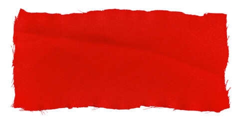 A piece of red satin fabric on a white background. Isolate a crumpled piece of fabric