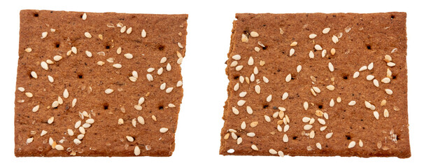 Rye diet crispbread on a white background. Bread crisp isolate.