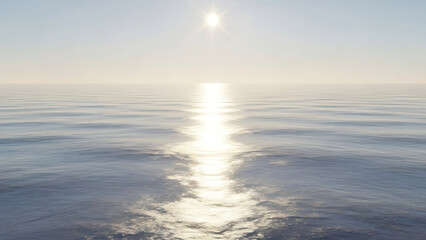 Obraz premium Shimmering sunlight path across the tranquil sea water.