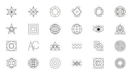A Diverse Collection of Minimalist Geometric Shape Vector Icons for Creative Projects